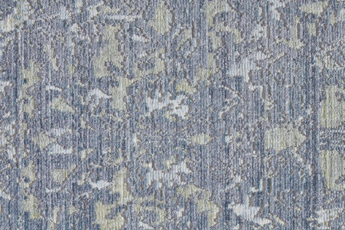 2' X 3' Blue Gray And Silver Abstract Distressed Area Rug With Fringe