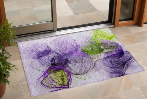 3' X 4' Purple Abstract Washable Non Skid Indoor Outdoor Area Rug