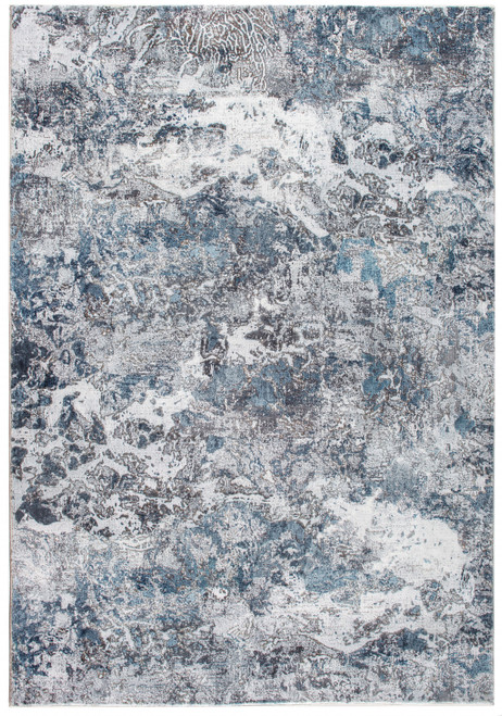 8' Blue And Gray Abstract Runner Rug