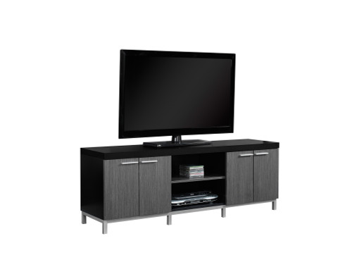 15.5" x 60" x 21.25" Black Grey Silver Particle Board Hollow Core Metal TV Stand