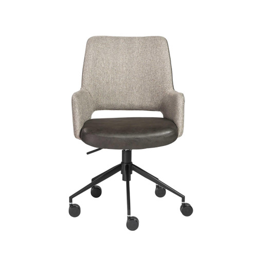 21.26" X 25.60" X 37.21" Tilt Office Chair in Light Gray Fabric and Dark Gray Leatherette with Black Base