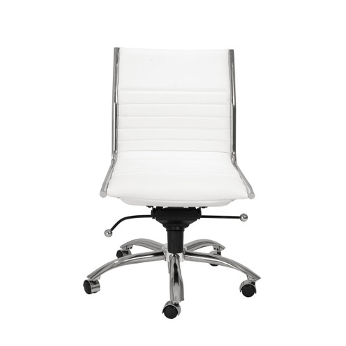 26.38" X 25.99" X 38.19" Low Back Office Chair without Armrests in White with Chromed Steel Base
