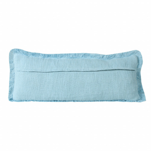 14" X 36" Bright Blue 100% Cotton Zippered Pillow