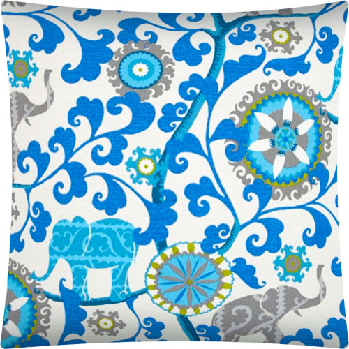 17" X 17" Blue And Gray Zippered Southwestern Throw Indoor Outdoor Pillow Cover