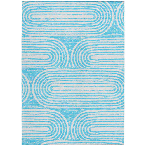 3' X 4' Teal Abstract Washable Non Skid Indoor Outdoor Area Rug