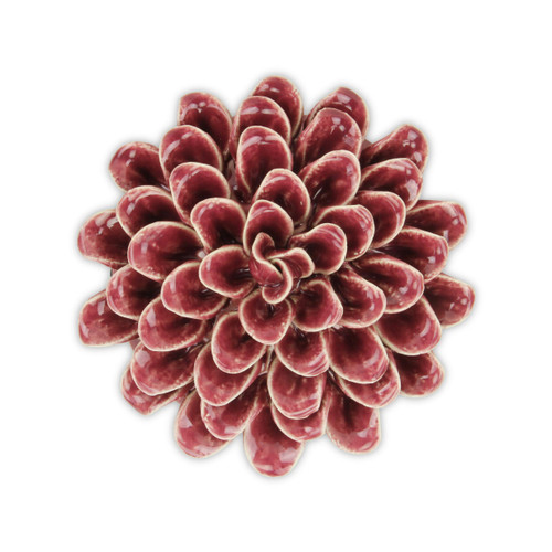 3" Red Ceramic Blooming Flower Sculpture