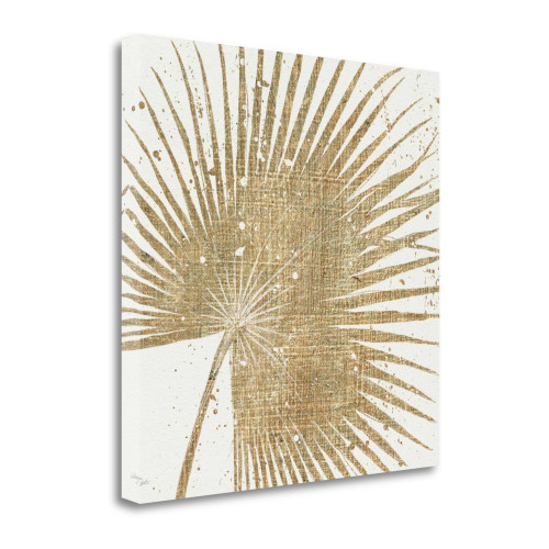 Gold Leaves II Wrapped Canvas Print Living Room Wall Art