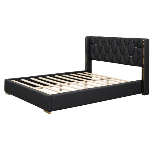 Black Tufted Upholstered Twin Bed Frame