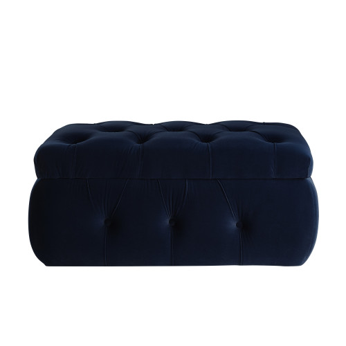 25" Navy Blue Velvet Tufted Storage