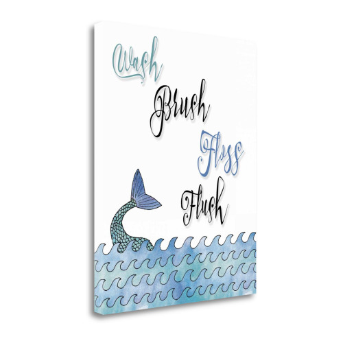 Wash Brush Floss Flush 1 Wrapped Canvas Print Living Room Wall Art