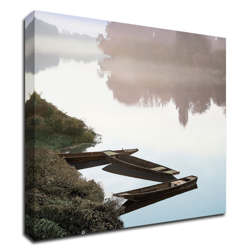 "Boats On The Seine #1" Wrapped Canvas Print Wall Art