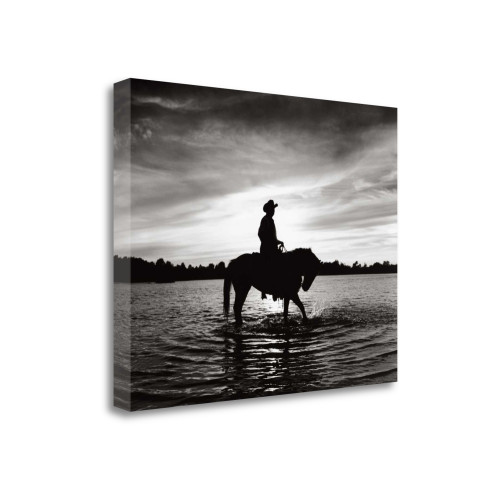 Silhouettes At Sunset Wrapped Canvas Print Wall Art