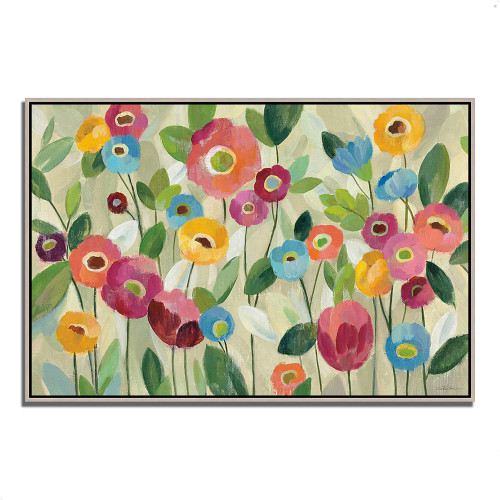 Fairy Tale Flowers V Silver Wrapped Canvas Print Wall Art