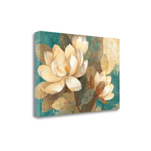 Turquoise Magnolias 2 Wrapped Canvas Print Living Room Wall Art