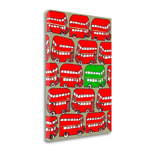 Odd Ones Green Double Decker 4 Wrapped Canvas Print Living Room Wall Art