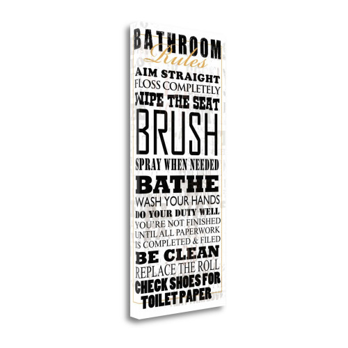 Bathroom Rules White 1 Wrapped Canvas Print Living Room Wall Art