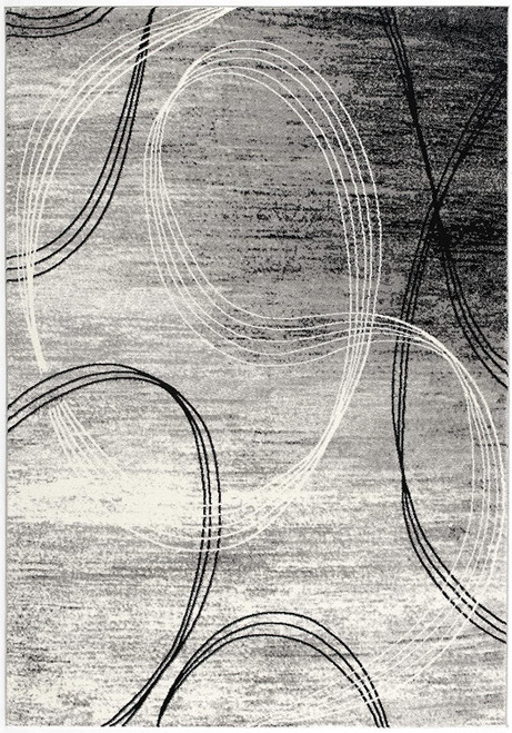 10' Gray And Ivory Abstract Shag Runner Rug