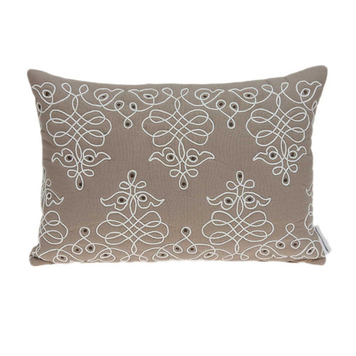 20" x 6" x 14" Traditional Tan Pillow Cover With Down Insert