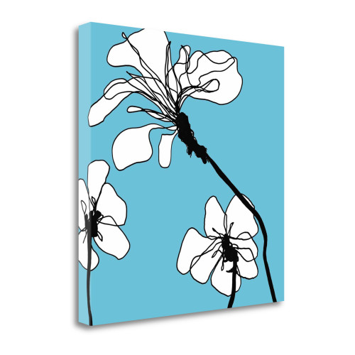 Flowers In Blue 1 Wrapped Canvas Print Living Room Wall Art