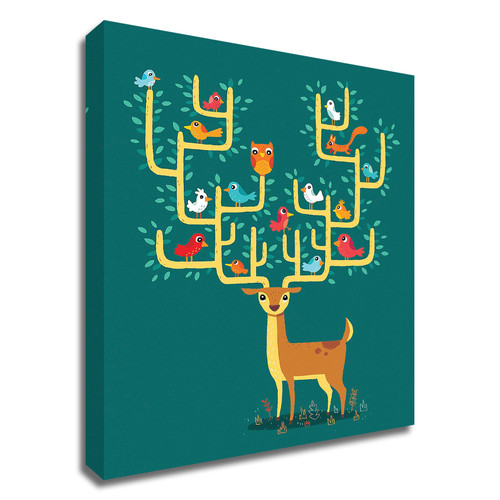 Antler City Wrapped Canvas Print Wall Art