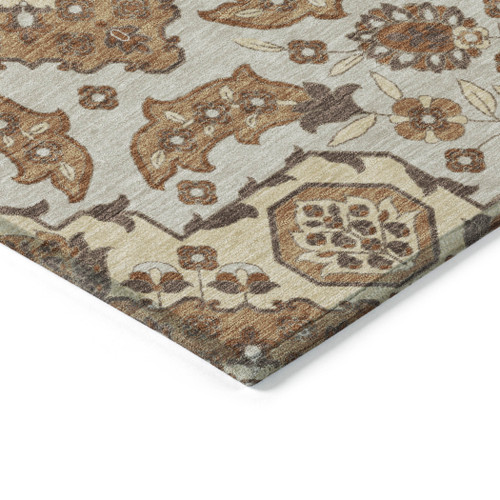 9' X 12' Copper Beige And Gray Medallion Washable Indoor Outdoor Area Rug
