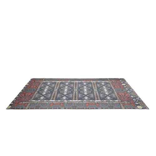 5' X 7' Dark Grey And Brown Geometric Floral Area Rug