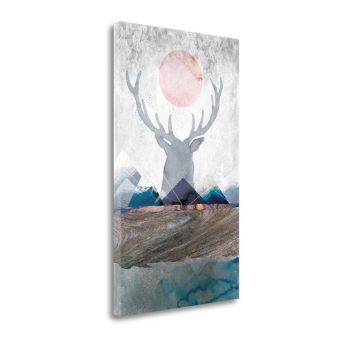 Deer And Mountains 2 Wrapped Canvas Print Living Room Wall Art