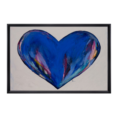 Blue Open Your Heart Canvas Framed Wall Art
