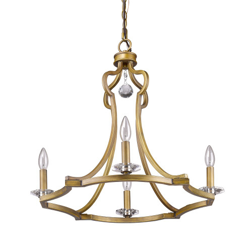 Peyton 4-Light Raw Brass Chandelier With Crystal Accents