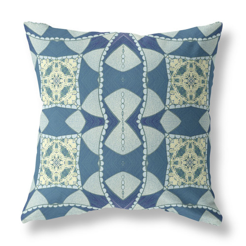 20"x20" Blue Green Cream Zippered Suede Geometric Throw Pillow