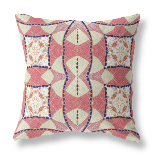 20"x20" Red Yellow White Zippered Suede Geometric Throw Pillow