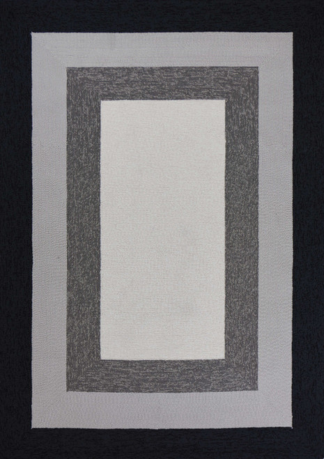 2' X 3' Black And Gray Geometric Hand Hooked Area Rug