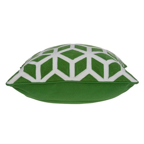 20" x 7" x 20" Transitional Green and White Pillow Cover With Down Insert