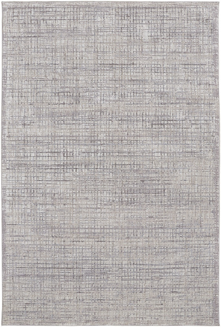 9' X 12' Taupe And Ivory Plaid Power Loom Distressed Stain Resistant Area Rug