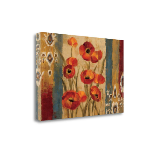 Ikat Floral Tapestry 3 Wrapped Canvas Print Living Room Wall Art