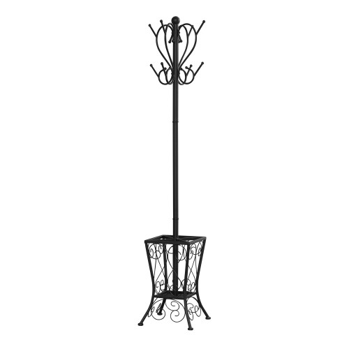 16" x 16" x 71" Black Metal Umbrella Holder Coat Rack
