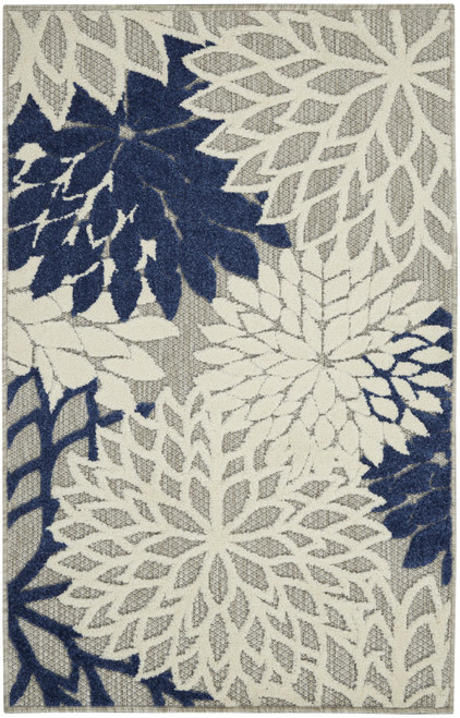 Homeroots Home Decor Ivory and Navy Indoor Outdoor Area Rug, 3 X 4 feet