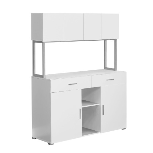 16.25" x 47.25" x 60" White Silver Particle Board Hollow Core Metal Office Cabinet