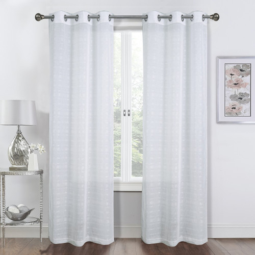 Set of Two 84" White Shimmery Window Curtain Panels