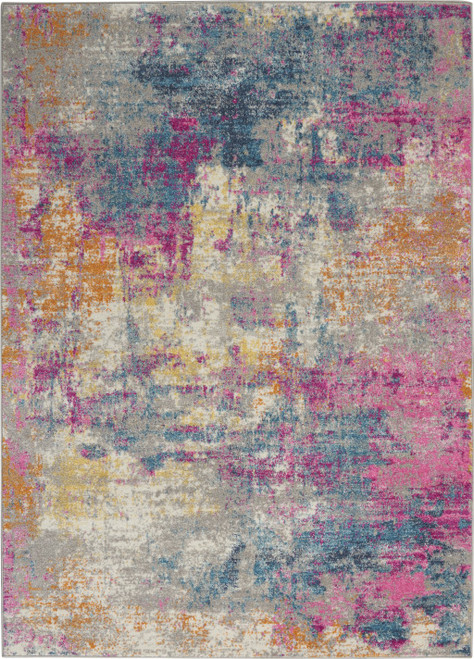 5' X 7' Ivory And Blue Abstract Area Rug Polypropylene