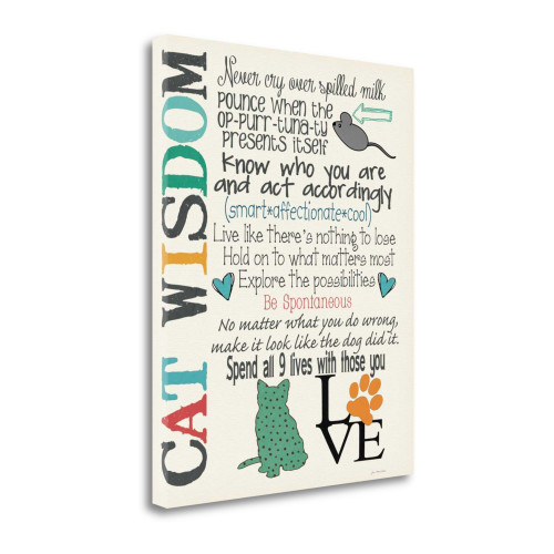 Cat Wisdom Wrapped Canvas Print Living Room Wall Art
