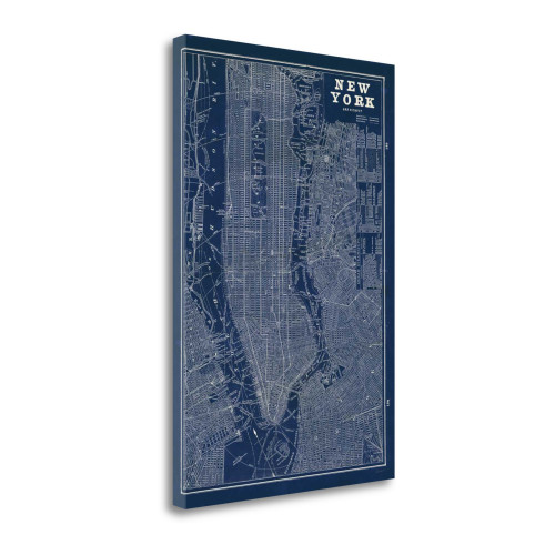 Blueprint Map New York 1 Wrapped Canvas Print Living Room Wall Art
