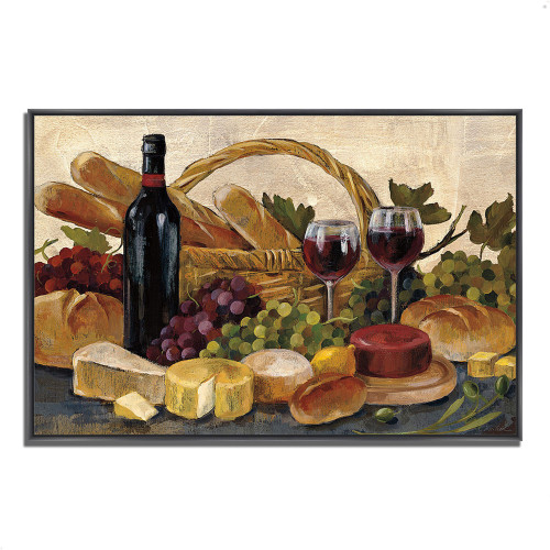 Tuscan Evening Wine 4 Black Wrapped Canvas Print Wall Art