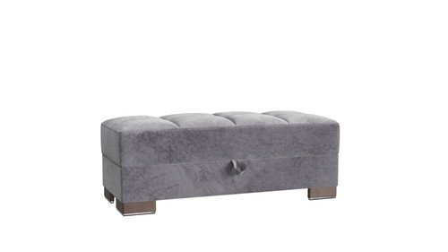 52" Gray and Brown Microfiber Storage Ottoman