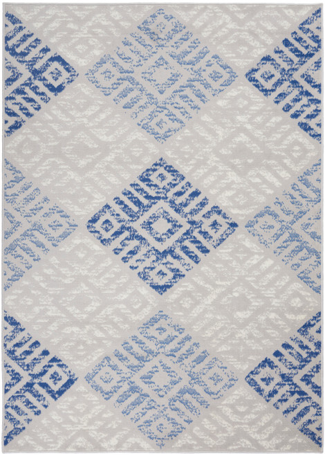 5' X 7' Blue And Gray Geometric Area Rug