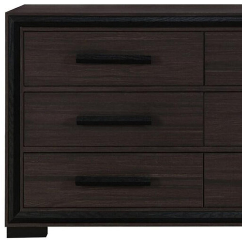 60" Brown Wood Six Drawer Double Dresser