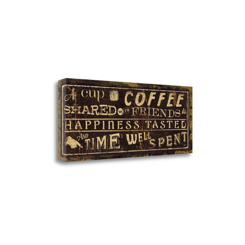 Coffee Quote III Wrapped Canvas Print Living Room Wall Art