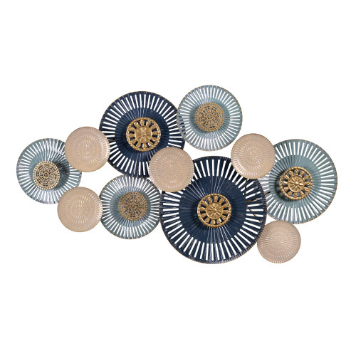 Layered Embellished Metal Plate Wall Decor