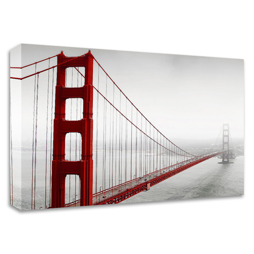 "Golden Gate Bridge In Fog" Wrapped Canvas Print Wall Art