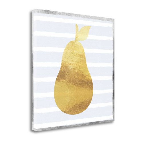 Gold And Silver Pear 1 Wrapped Canvas Print Living Room Wall Art